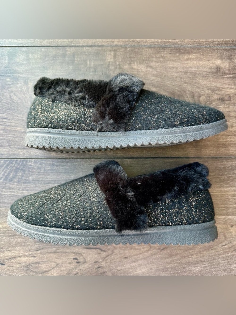 Skechers Cozy Lite Sweet Walk Black Sparkle Knit Slippers - Women’s Size 10 - Picture 3 of 10